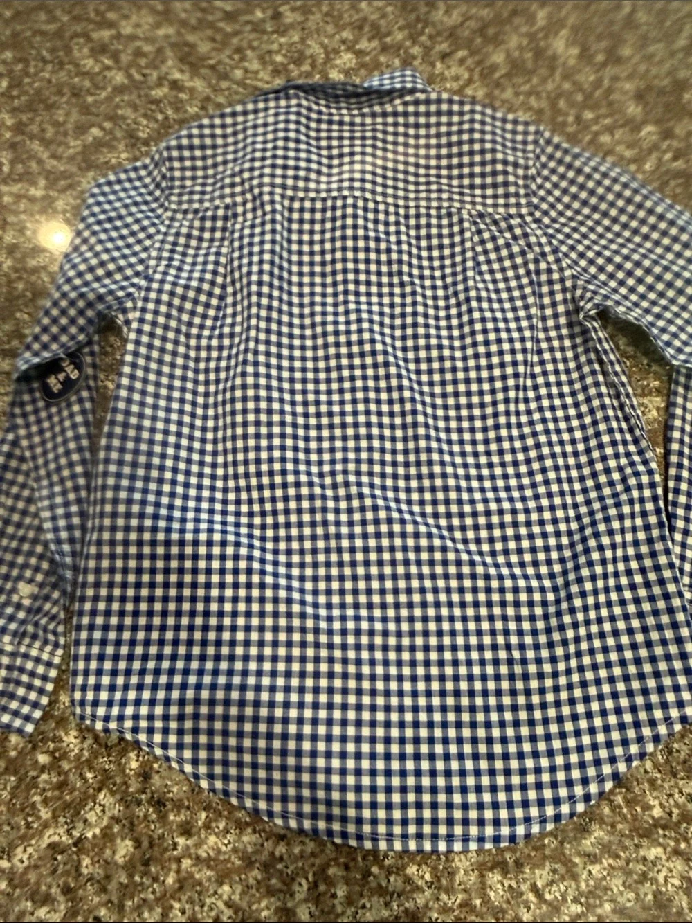 The Children's Place Blue and White Gingham Button-Down Shirt size 7/8